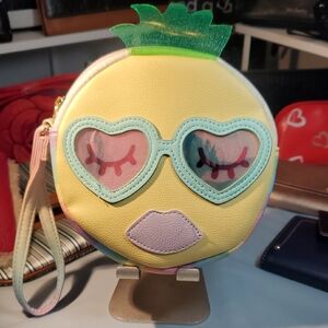 Betsey Johnson Pineapple Face Wristlet/Heart Sunglasses
